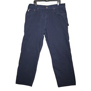 Carhartt Mens Canvas Carpenter Pants Navy Blue 40x32 Loose Fit Utility B159-NVY
